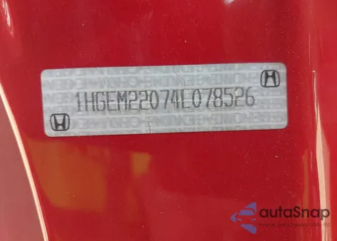 2004 Honda Civic Ex from USA, damaged, VIN 1HGEM22074L078526